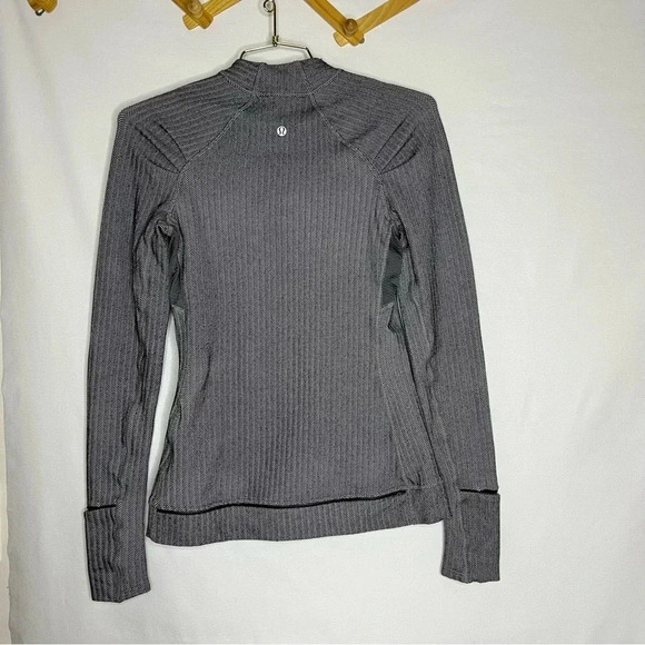 Lululemon Think Fast Long Sleeve Heathered Herringbone Heathered Black Size 4 - Picture 4 of 12